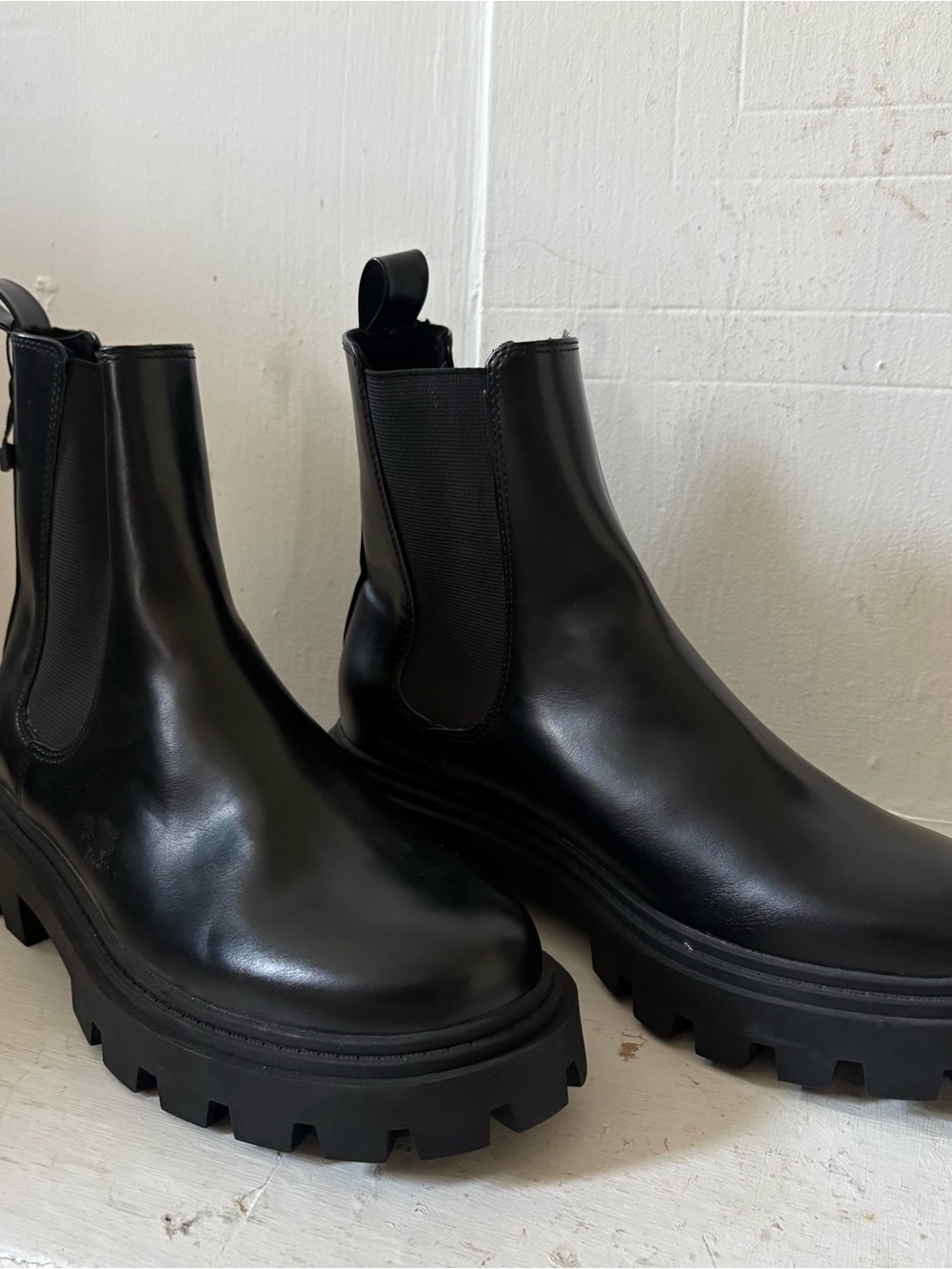 Zara Black Chunky Chelsea Ankle Boots Size Eur 41